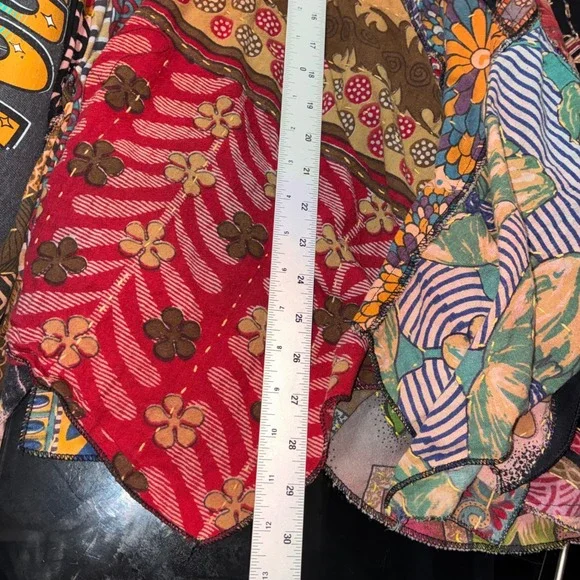 Sacred Threads Midi Skirt Handkerchief Hem Patchwork Boho Hippie Artsy Womens XL - Picture 10 of 10